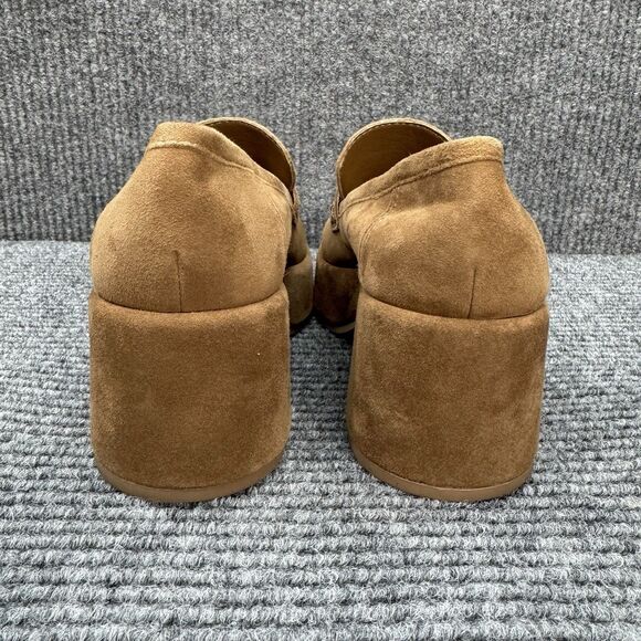 Dolce Vita Yanni Platform Penny Loafer Womens 7 Tan Chestnut Suede Block Heel - Picture 5 of 10
